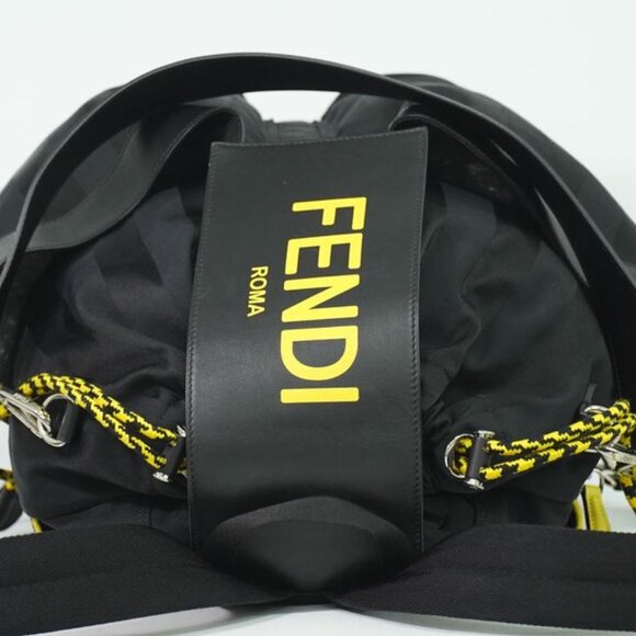Fendi Strike Pecan 2-Way Backpack Shoulder Bag Nylon Leather Black main image 6